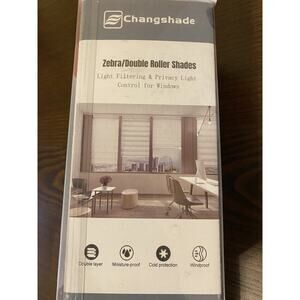 Horizontal Window Shade Blind Zebra Roller Shade Double Layered Curtain 22”X70”